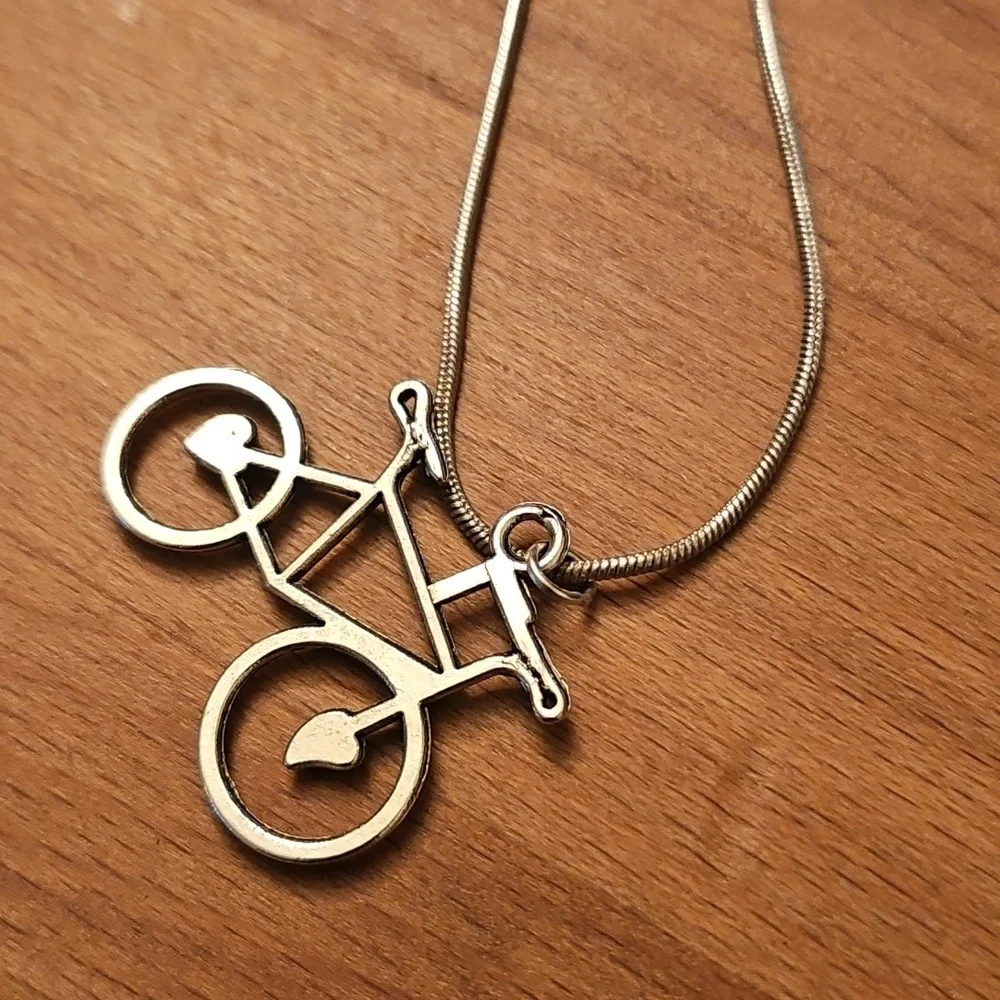 Sterling Silver Bicycle Pendant Necklace - Picture 4 of 5